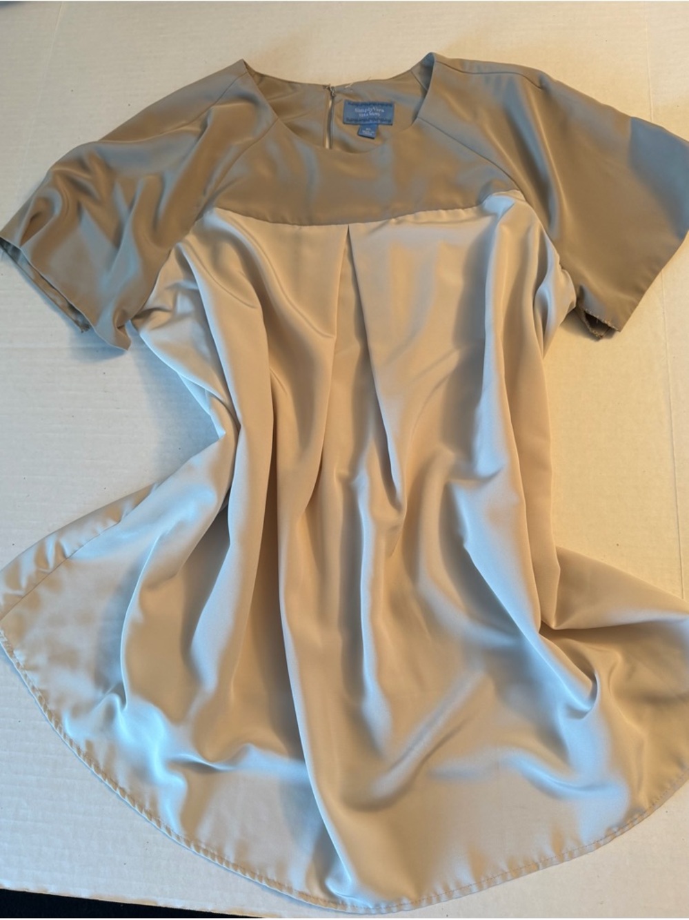 Simply Vera Wang Short Sleeve Swing Top babydoll loose taupe/beige size XL